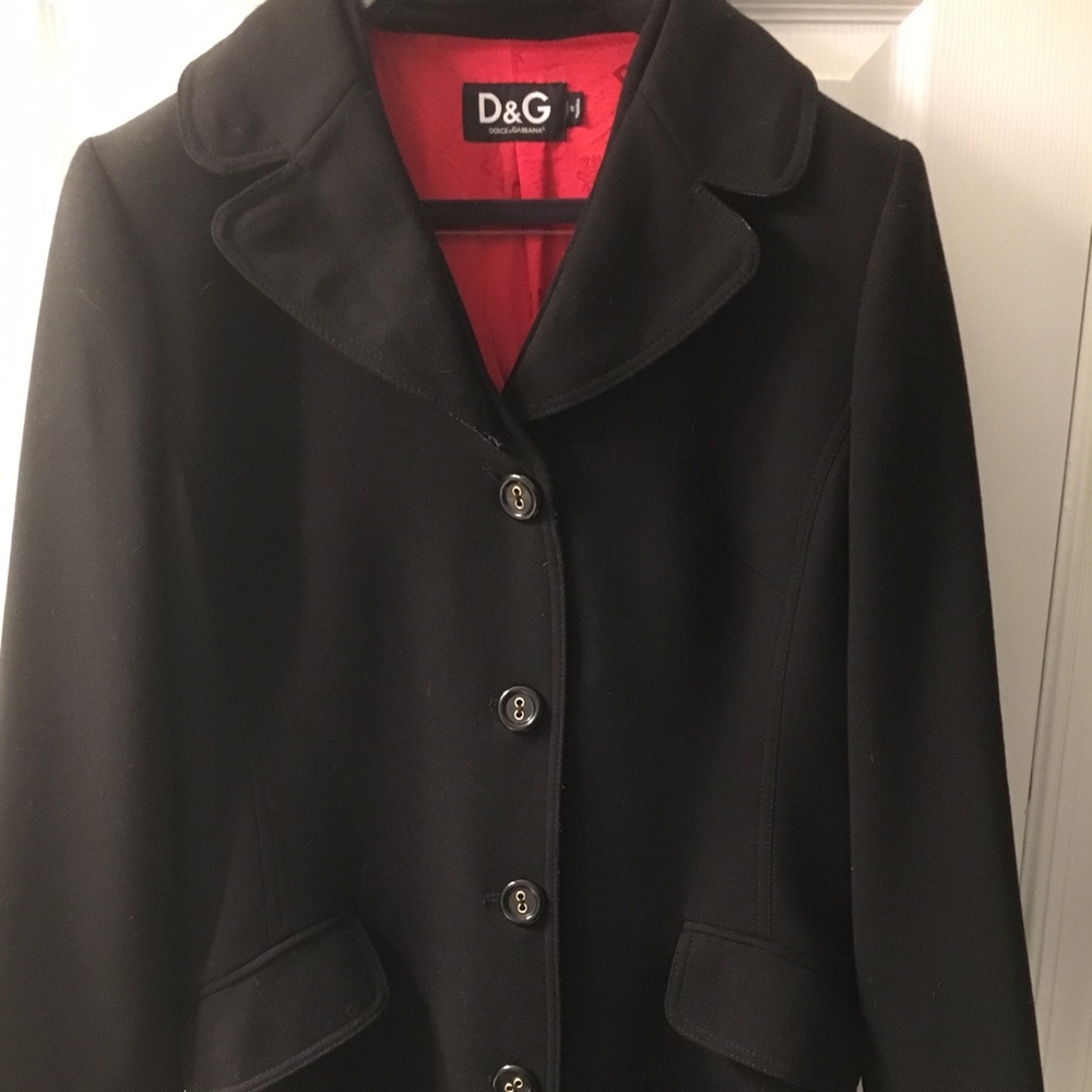 Dolce & Gabbana Wool Coat with Leather